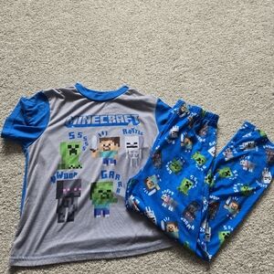 Kids Minecraft Pajamas - Blue and Gray Size 12